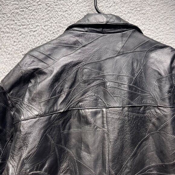 Leather Works Leather Jacket Mens Medium Black Button Front - Picture 16 of 16